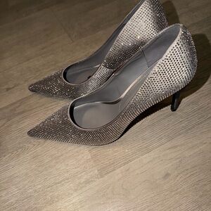 Mango Glittering Silver Heels